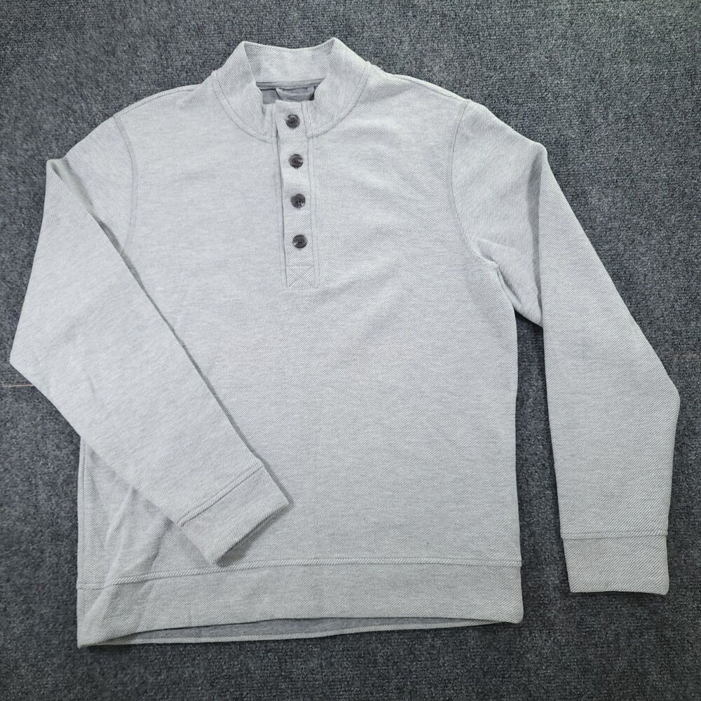Marine Layer Men's Mock Neck Button Pullover Sweatshirt Gray M SF CA Casual